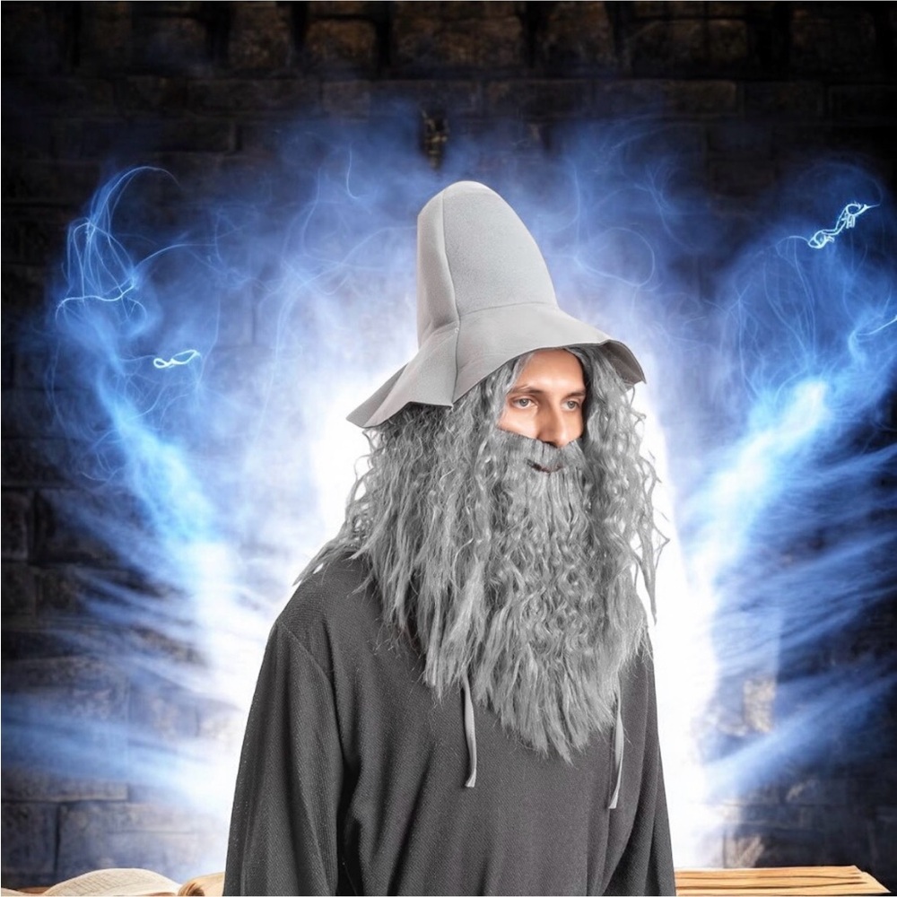 Spooktacular Creations Halloween Grey Wizard Wig & Beard for Men Adults Cosplay - Picture 3 of 16